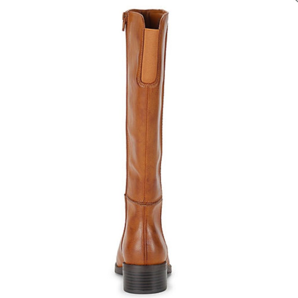 Frye and Co. Women's Lillian Stacked Heel Riding Boots, Various Sizes, Cognac - Picture 2 of 6